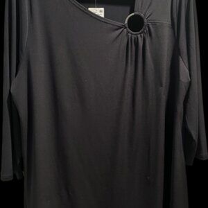Womens XXL JM Collection bl jersey and spandex blouse angled neckline 3/4 sleeve